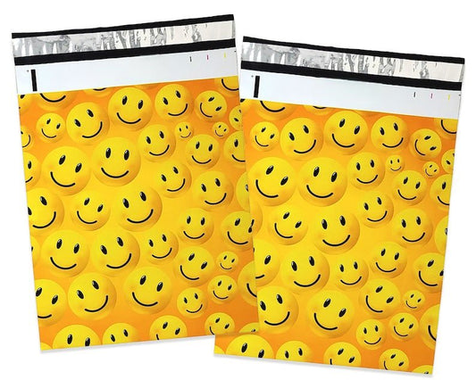 Smiley face 10 by 13 inch poly mailers
