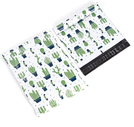 White cactus plant 10 by 13 inch poly mailers