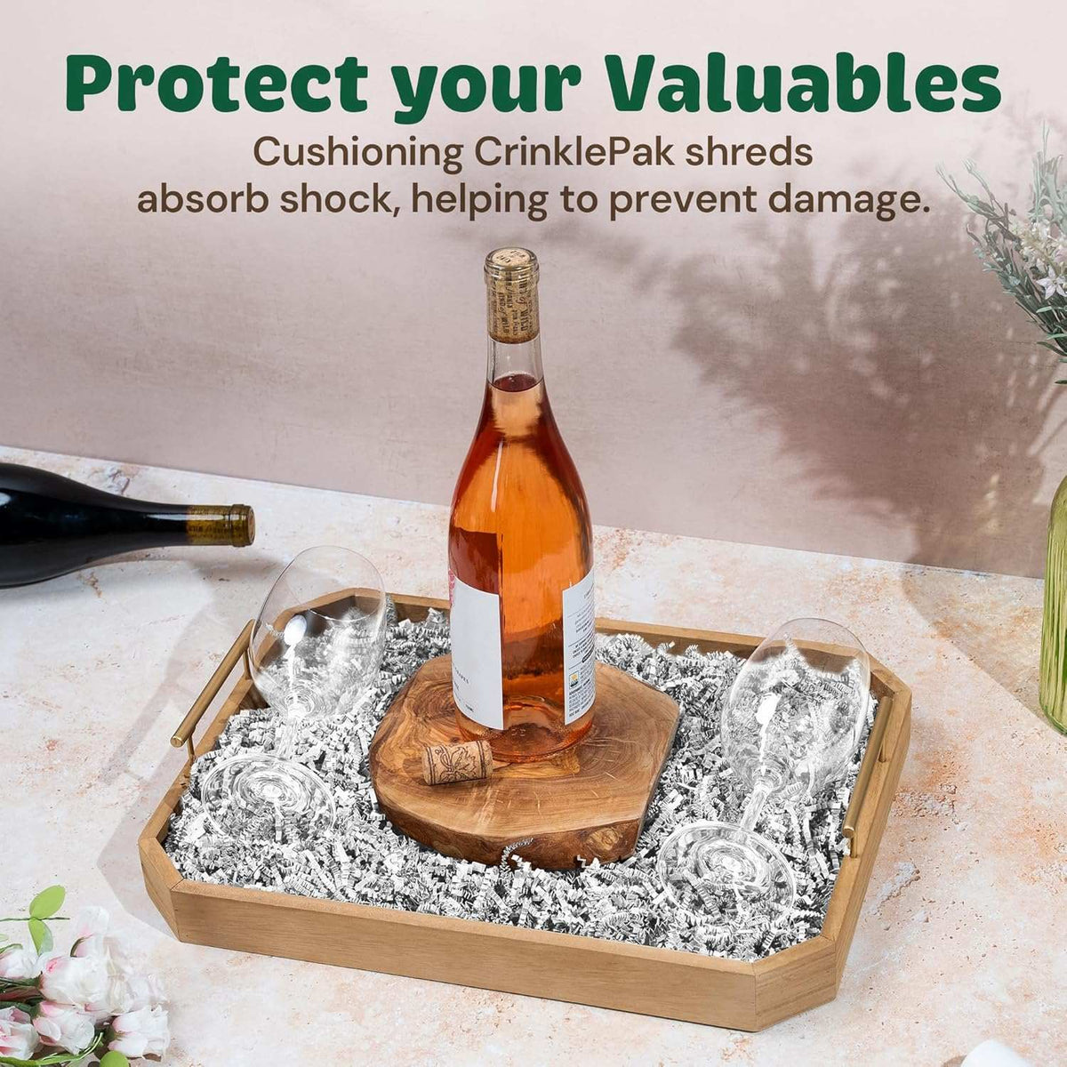 White crinkle paper packaging presentation