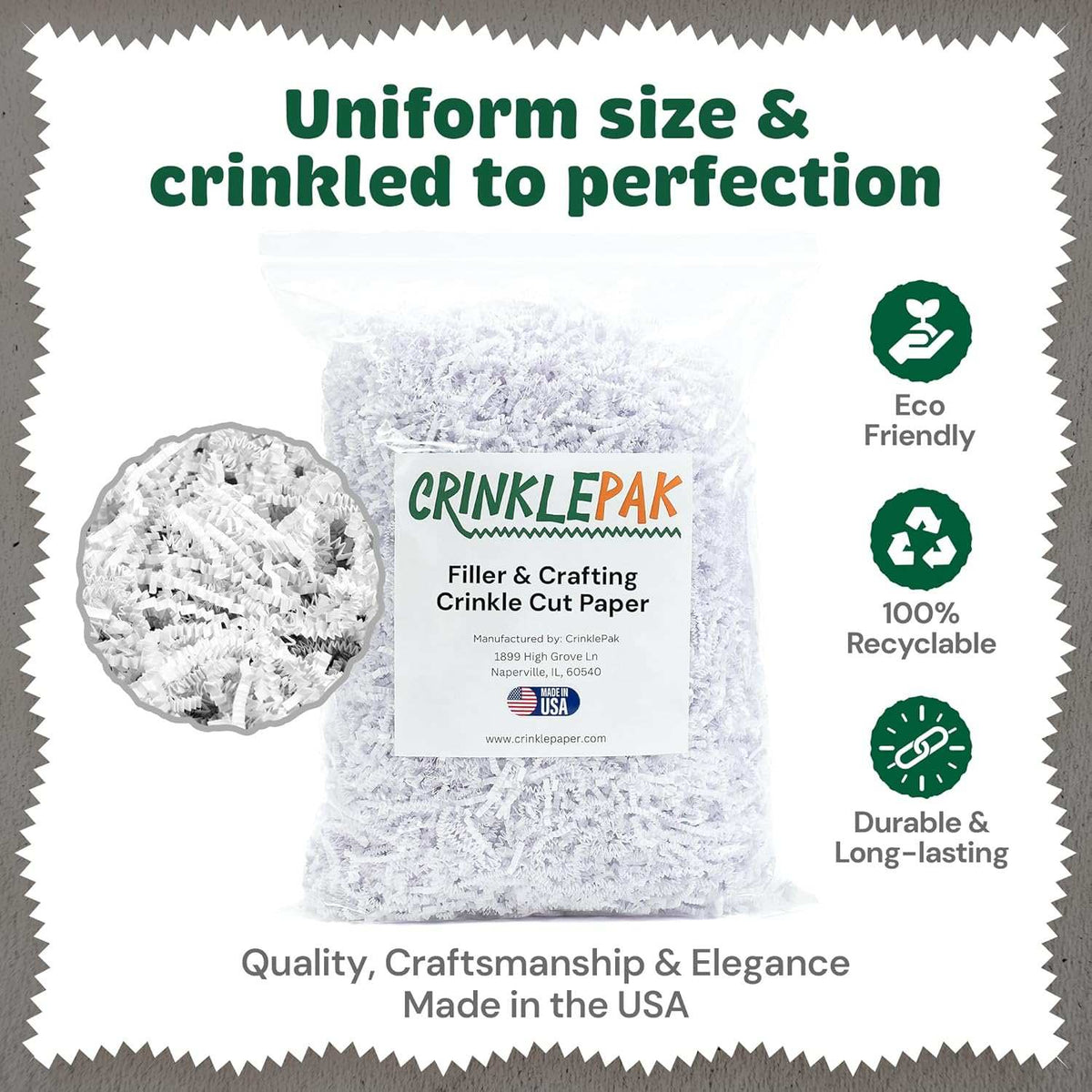 White crinkle paper filler detail