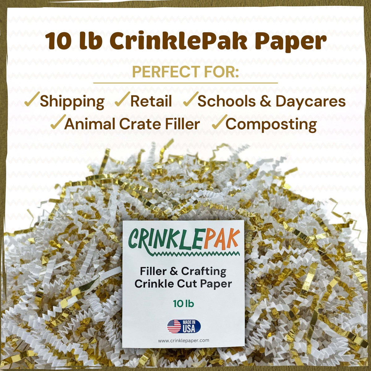White and gold metallic crinkle paper filler