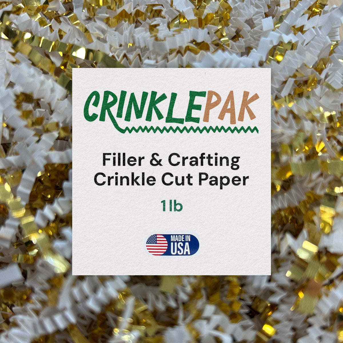 White and gold metallic crinkle paper product reference
