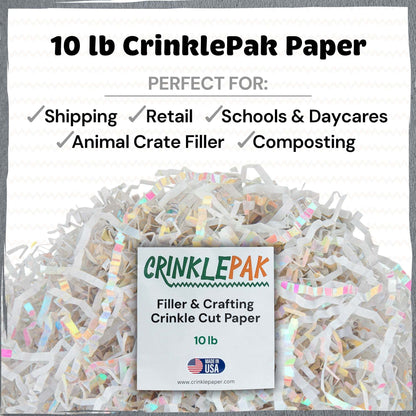 White iridescent crinkle paper filler detail