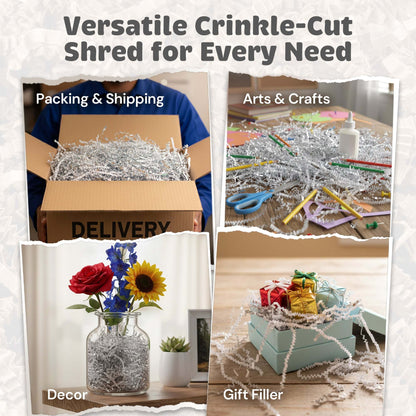 White and silver metallic crinkle paper filler