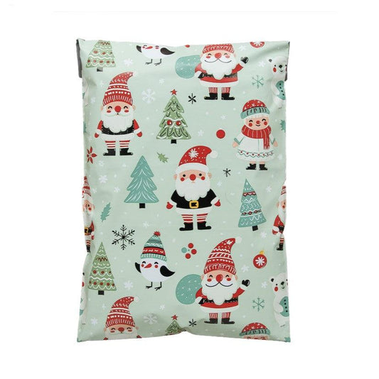 Woodland Santa Christmas 7.5 by 10.5 inch poly mailers