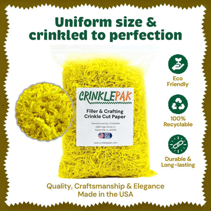 Yellow crinkle paper packaging presentation